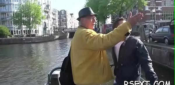  Lewd old stud takes a tour in amsterdam&039;s redlight district